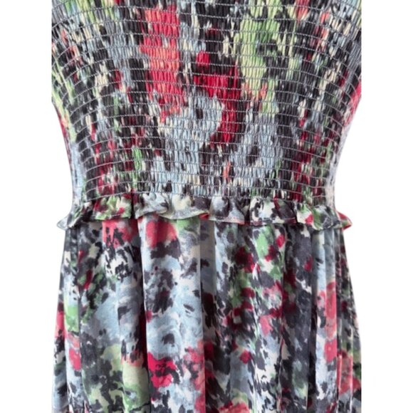 Cinq à Sept NWT Leigh Floral Print Ruffle Maxi Dress Size 4 Smocked Slit Sleeve - Picture 11 of 14